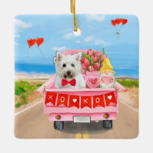 West Highland White Terrier Valentine's Day Truck Keramikornament