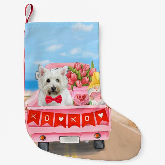 West Highland White Terrier Valentine's Day Truck Kleiner Weihnachtsstrumpf (Vorderseite)