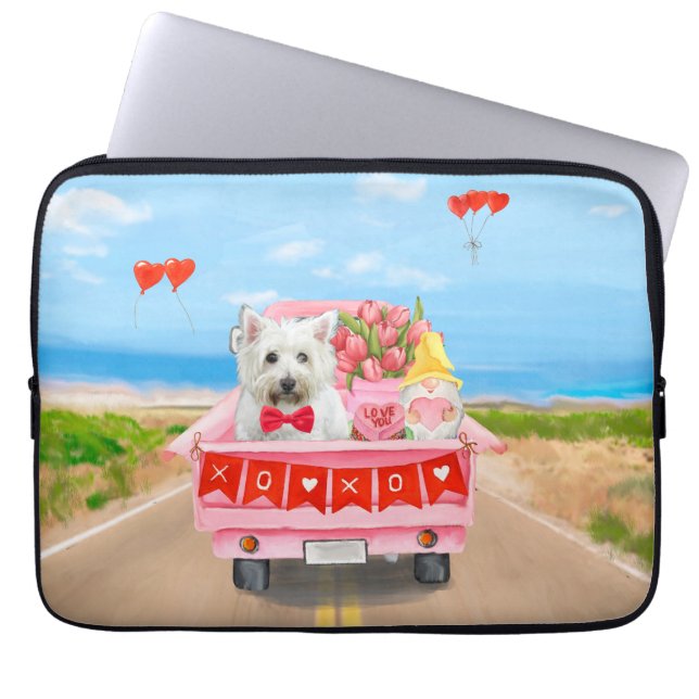 West Highland White Terrier Valentine's Day Truck Laptopschutzhülle (Vorderseite)
