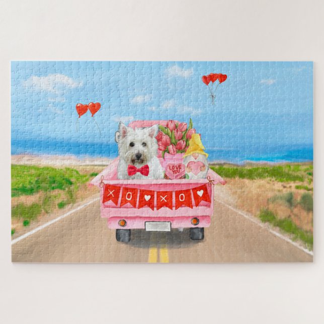 West Highland White Terrier Valentine's Day Truck Puzzle (Horizontal)