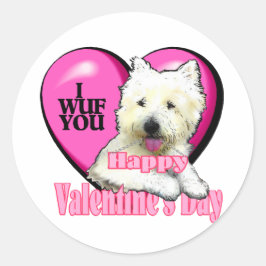 West Highland White Terrier Valentines Runder Aufkleber