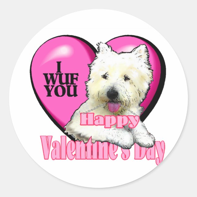 West Highland White Terrier Valentines Runder Aufkleber (Vorderseite)