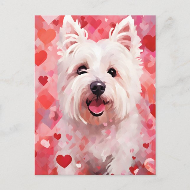 West Highland White Terrier Valentinstag Postkarte (Vorderseite)