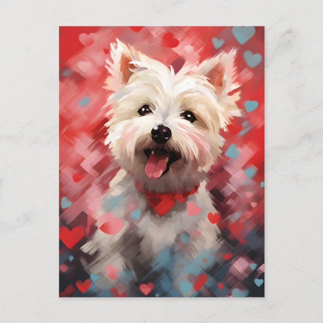 West Highland White Terrier Valentinstag Postkarte (Vorderseite)