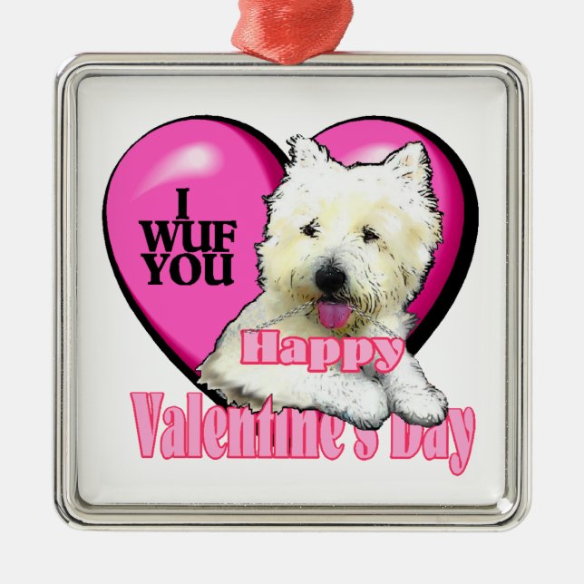 West Highland White Terrier Valentinstag Silbernes Ornament (Vorne)