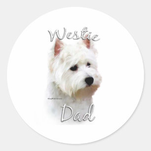 West Highland White Terrier Vater 2 Runder Aufkleber