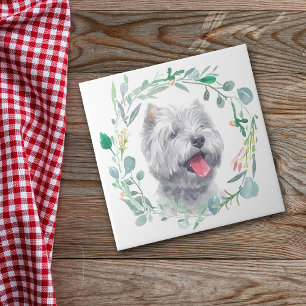 West Highland White Terrier Watercolor Wreath Fliese