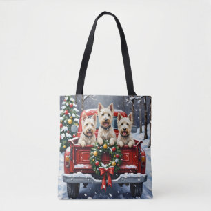 West Highland White Terrier Weihnachten Roter LKW
