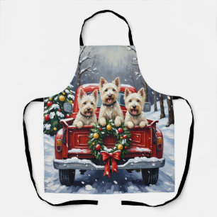 West Highland White Terrier Weihnachten roter LKW Schürze