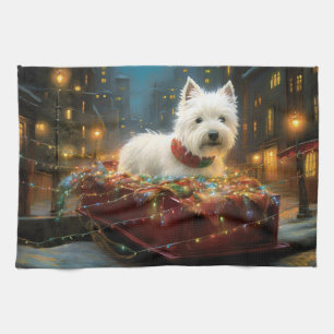 West Highland White Terrier Weihnachtsfest Geschirrtuch