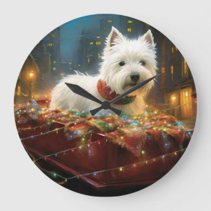 West Highland White Terrier Weihnachtsfest Große Wanduhr