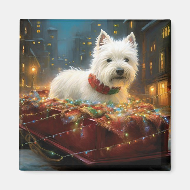 West Highland White Terrier Weihnachtsfest Magnet (Vorne)