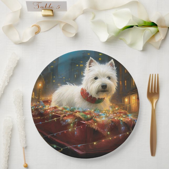 West Highland White Terrier Weihnachtsfest Pappteller (Hochzeit)