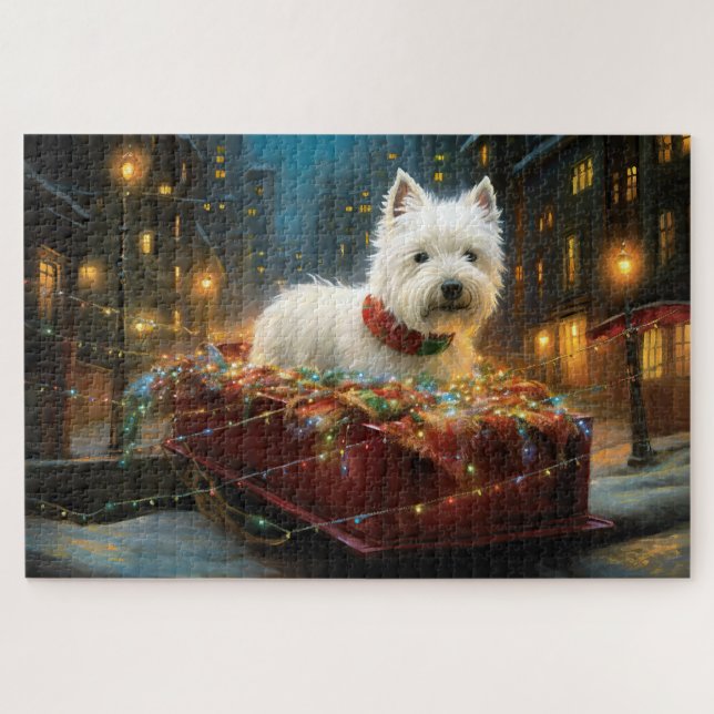West Highland White Terrier Weihnachtsfest Puzzle (Horizontal)