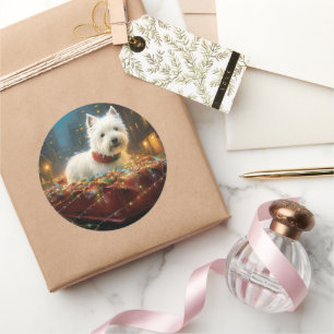 West Highland White Terrier Weihnachtsfest Runder Aufkleber