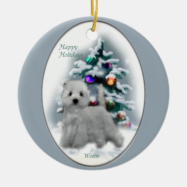 West Highland White Terrier Weihnachtsgeschenke Keramikornament (Vorne)