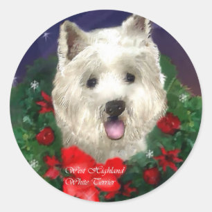 West Highland White Terrier Weihnachtsgeschenke Runder Aufkleber