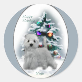 West Highland White Terrier Weihnachtsgeschenke Runder Aufkleber