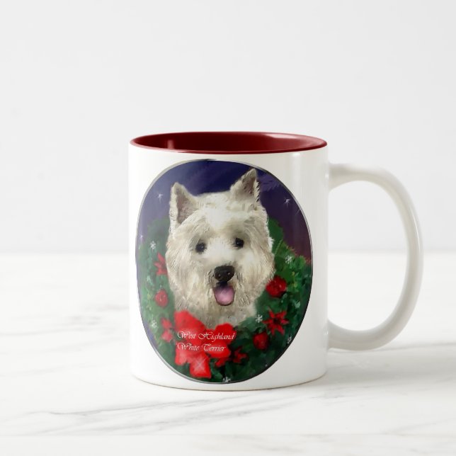 West Highland White Terrier Weihnachtsgeschenke Zweifarbige Tasse (Rechts)