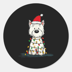 West Highland White Terrier Weihnachtsgrafik Hund Runder Aufkleber