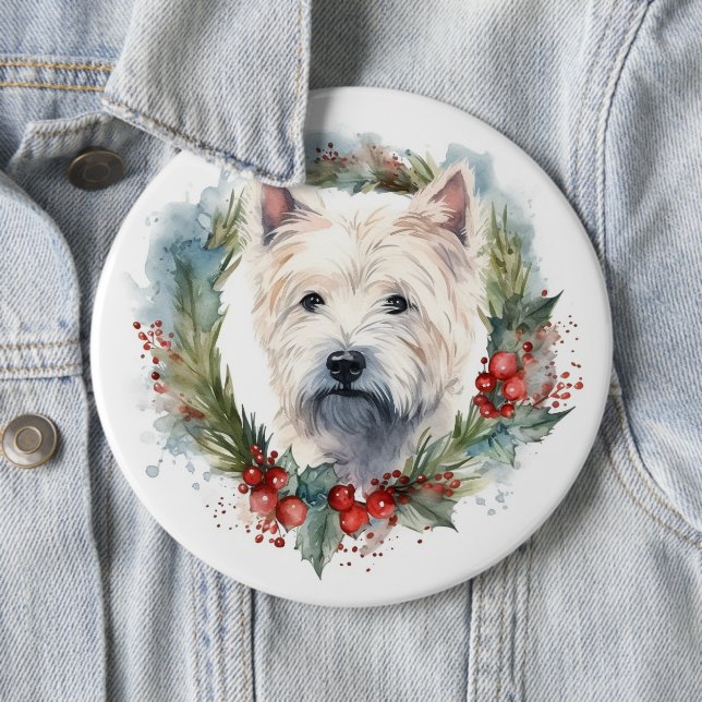West Highland White Terrier Weihnachtskranz Button (Beispiel)