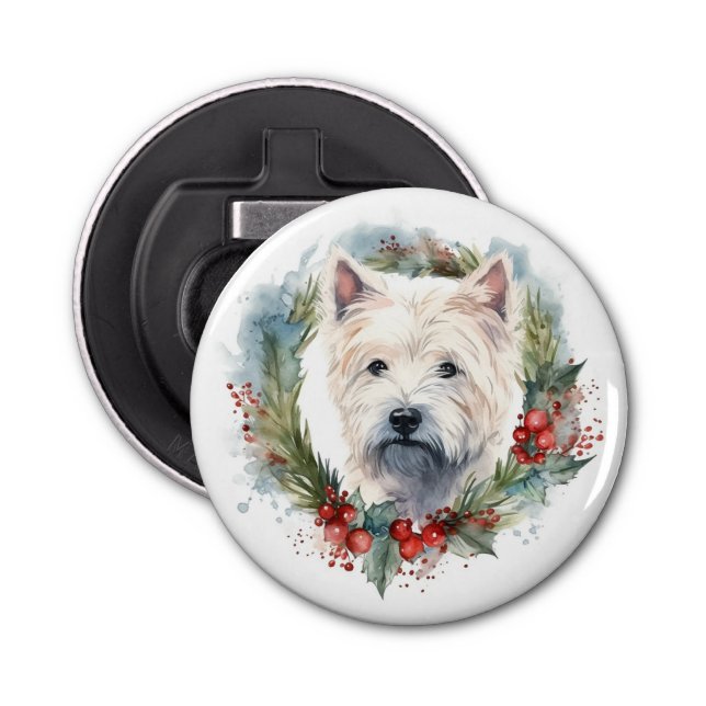 West Highland White Terrier Weihnachtskranz Flaschenöffner (Vorderseite)
