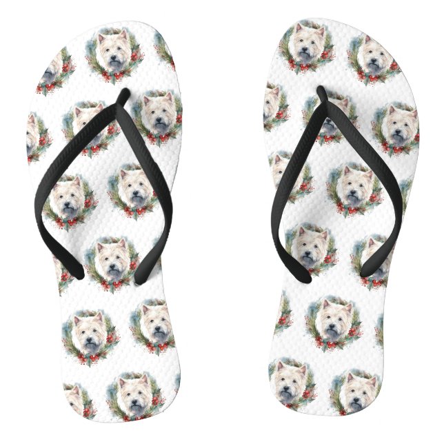 West Highland White Terrier Weihnachtskranz Flip Flops (Fußbett)