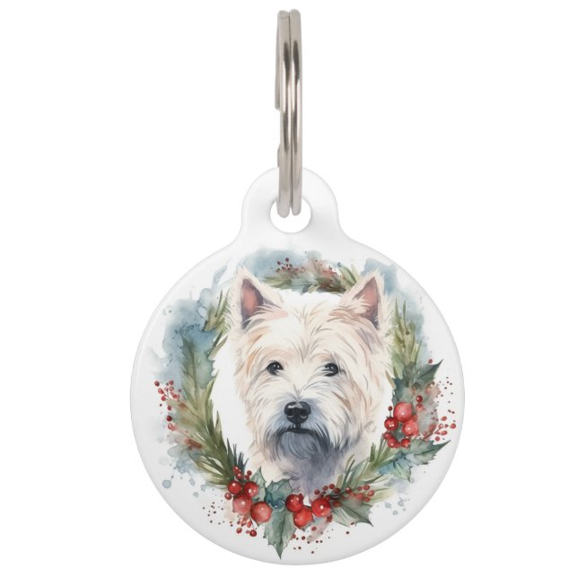 West Highland White Terrier Weihnachtskranz Haustiermarke (Vorderseite)