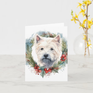 West Highland White Terrier Weihnachtskranz Karte