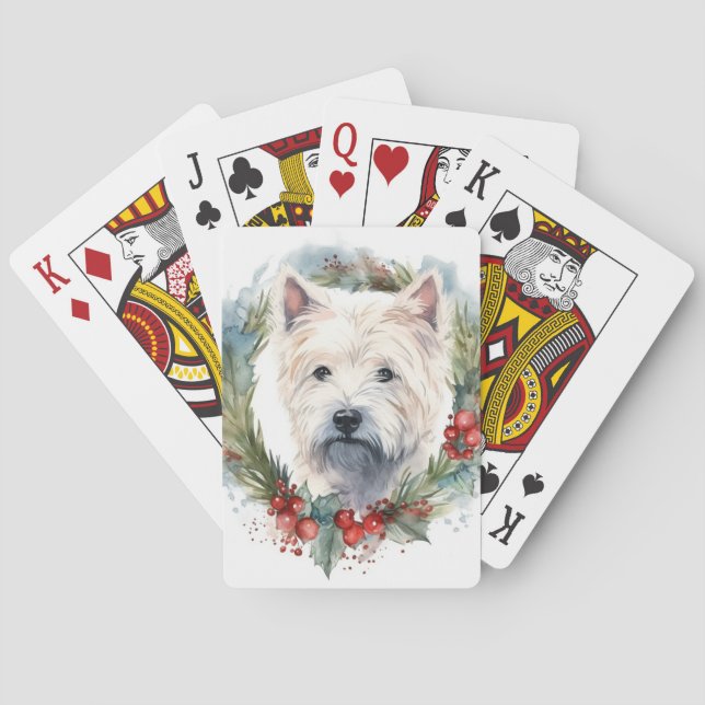 West Highland White Terrier Weihnachtskranz Spielkarten (Rückseite)