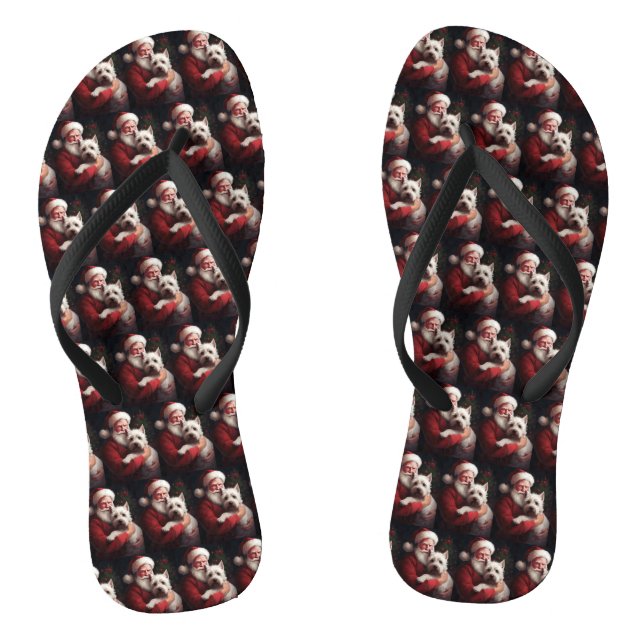 West Highland White Terrier Weihnachtsmann Flip Flops (Fußbett)