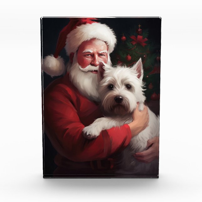 West Highland White Terrier Weihnachtsmann Fotoblock (Vorderseite)