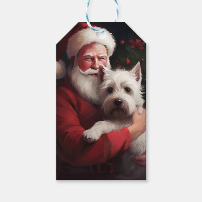 West Highland White Terrier Weihnachtsmann Geschenkanhänger (Vorderseite)