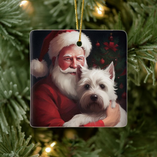 West Highland White Terrier Weihnachtsmann Keramikornament (Baum)