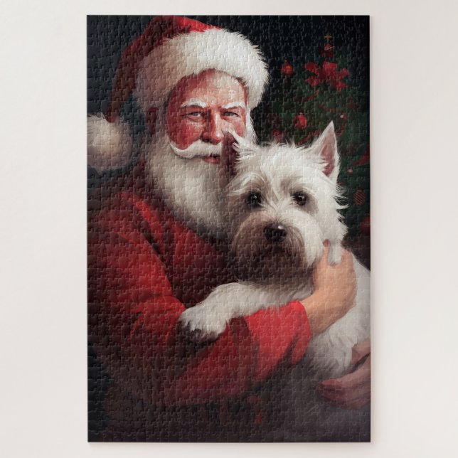 West Highland White Terrier Weihnachtsmann Puzzle (Vertikal)