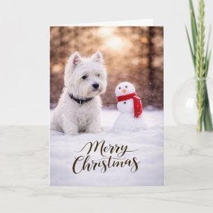West Highland White Terrier Weihnachtsmann Schneem Feiertagskarte