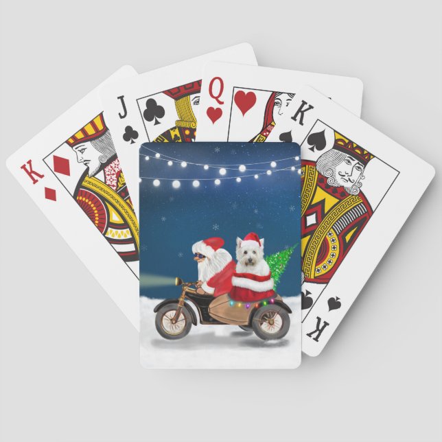 West Highland White Terrier Weihnachtsmann Spielkarten (Rückseite)