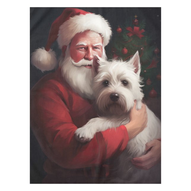 West Highland White Terrier Weihnachtsmann Tischdecke (Vorderseite)