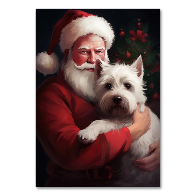 West Highland White Terrier Weihnachtsmann Tischnummer (Vorderseite)