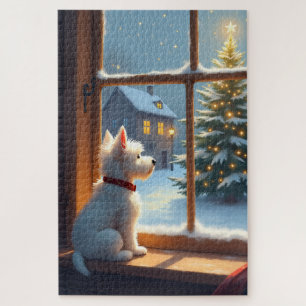 West Highland White Terrier Weihnachtsmorgen Blick Puzzle