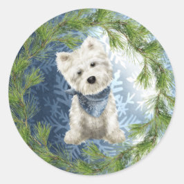 West Highland White Terrier Weihnachtssticker Runder Aufkleber