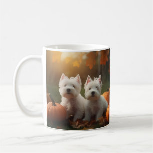 West Highland White Terrier Welpe Herbst Kürbis Kaffeetasse