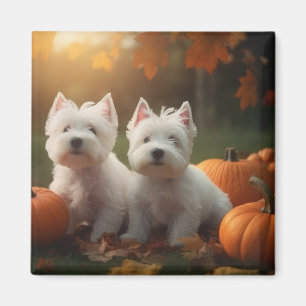 West Highland White Terrier Welpe Herbstkürbis Magnet