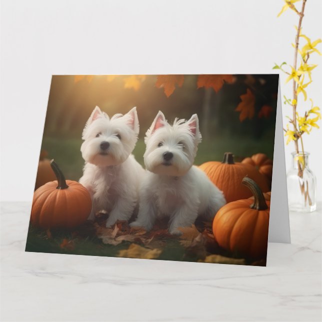 West Highland White Terrier Welppy Autumn Pumpkin Karte (Gelbe Blume)