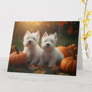 West Highland White Terrier Welppy Autumn Pumpkin Karte