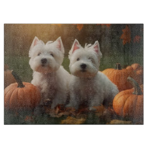 West Highland White Terrier Welppy Autumn Pumpkin Schneidebrett