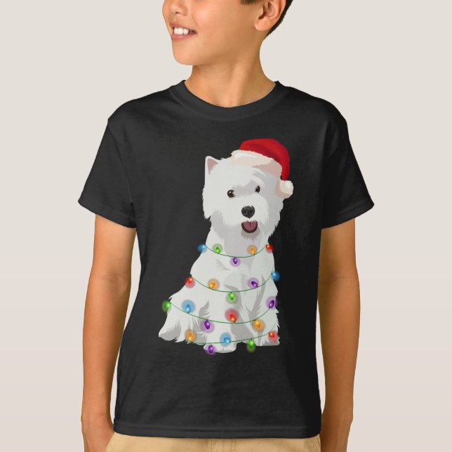West Highland White Terrier Westie Christmas Light T-Shirt (Vorderseite)
