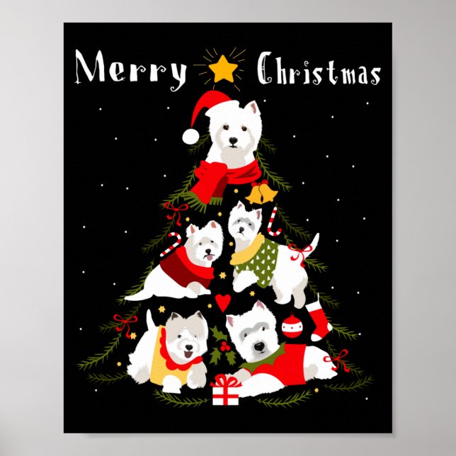 West Highland White Terrier Westie Christmas Tree  Poster (Vorne)
