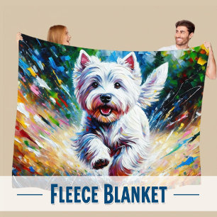 West Highland White Terrier "Westie" Hundeporträt Fleecedecke