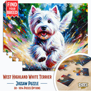 West Highland White Terrier "Westie" Hundeporträt Puzzle